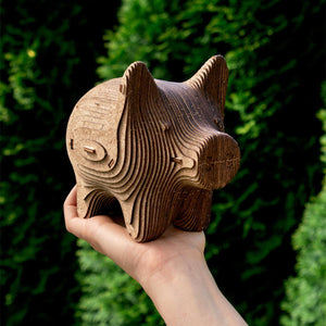 Pig Coin Bank wooden coin bank by EWA — detail view 2
