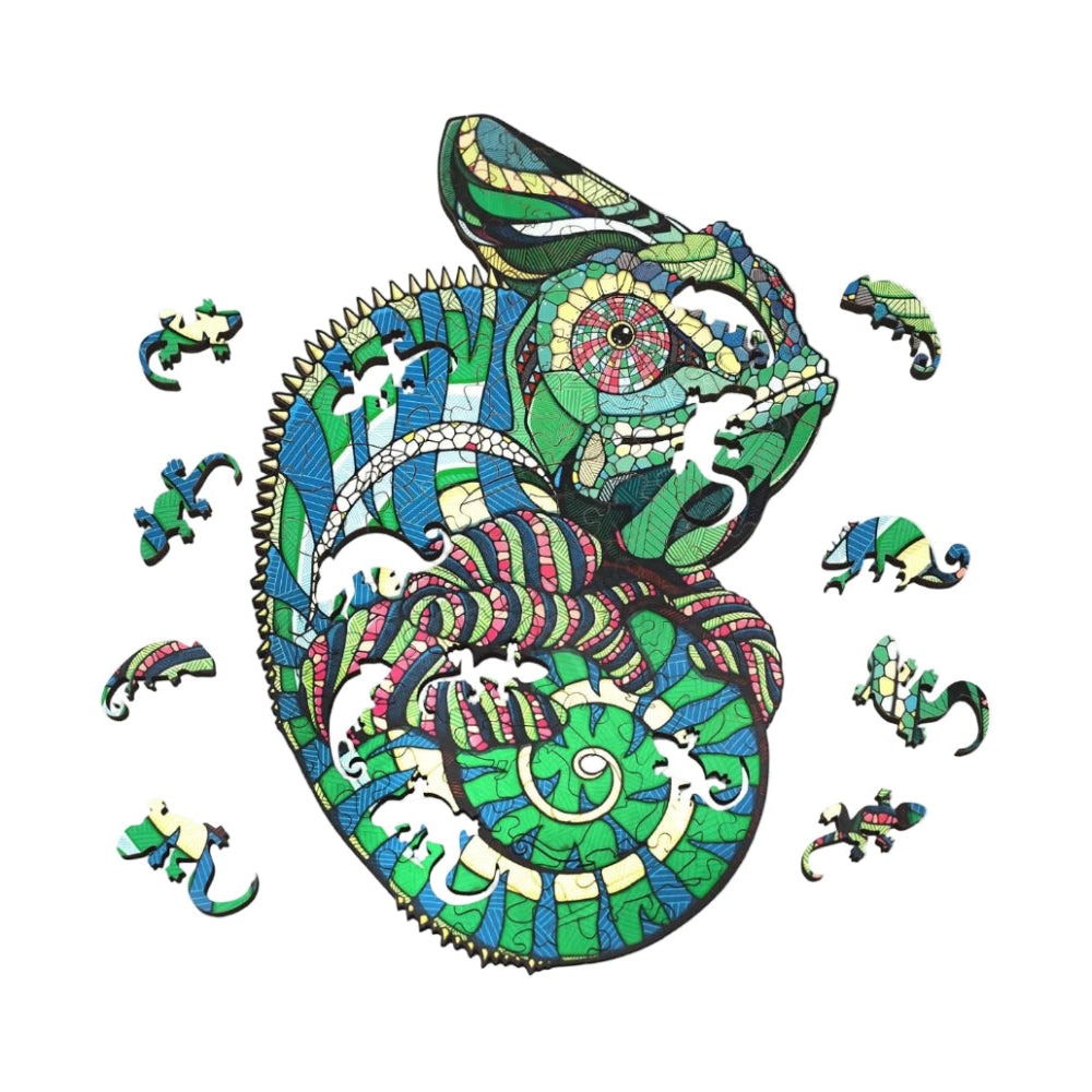 Chameleon S Wooden Puzzle - 100-piece Home decore Masterpiece - eco-wood-art