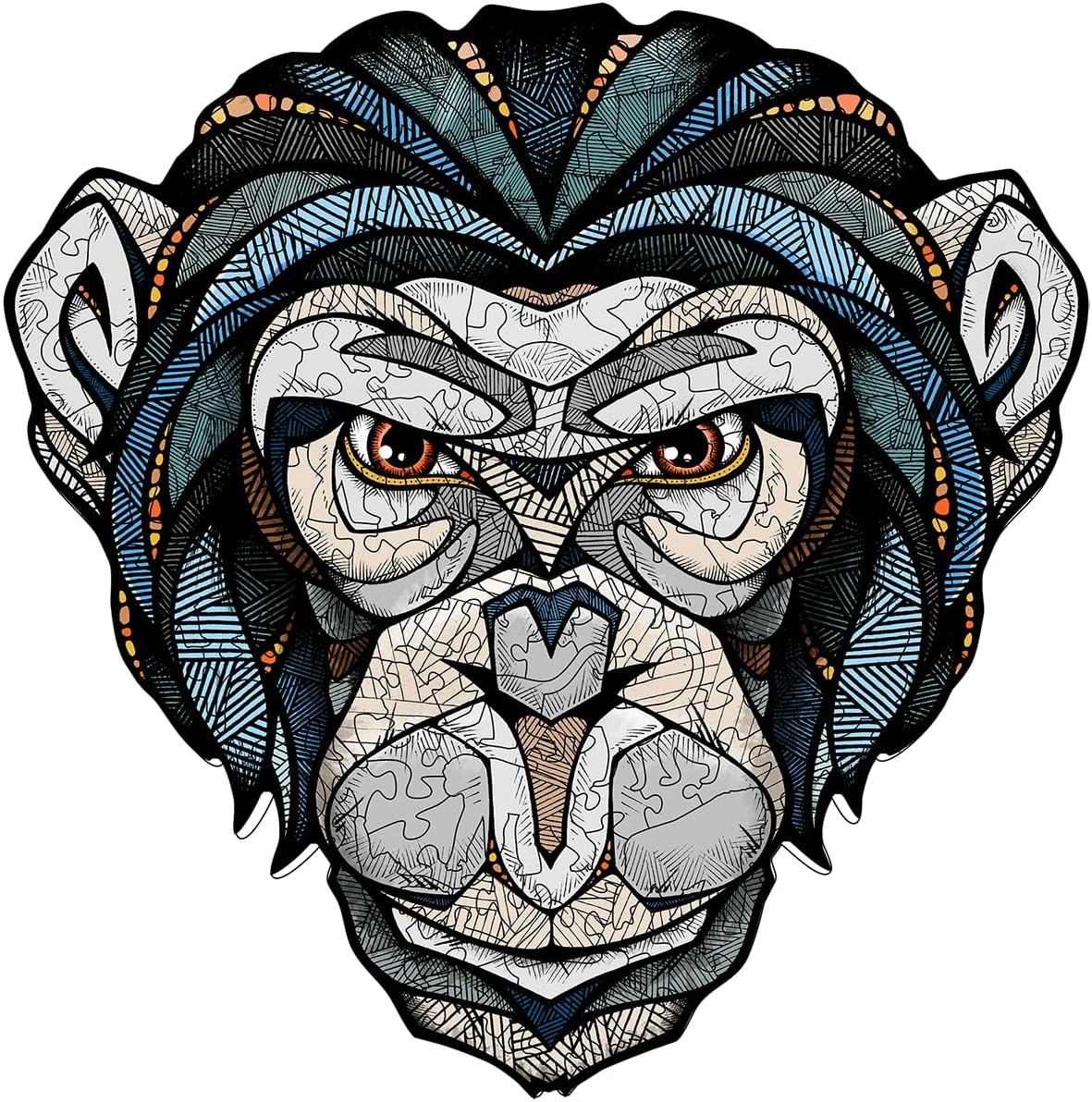 EWA Home Décor – Chimp (Chimpanzee) Small 110 Pieces – Wooden Jigsaw Puzzle for Adults – Perfect for Artistic Home Decoration and Mindful Relaxation - eco-wood-art