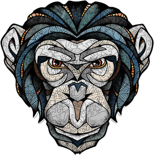 EWA Home Décor – Chimp (Chimpanzee) Small 110 Pieces – Wooden Jigsaw Puzzle for Adults – Perfect for Artistic Home Decoration and Mindful Relaxation - eco-wood-art