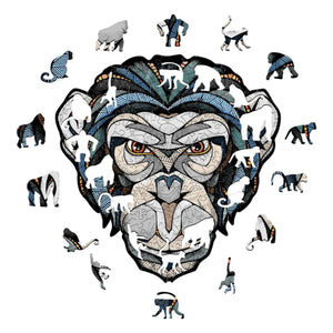 EWA Home Décor – Chimp (Chimpanzee) Small 110 Pieces – Wooden Jigsaw Puzzle for Adults – Perfect for Artistic Home Decoration and Mindful Relaxation - eco-wood-art