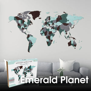 WORLD MAP Emerald Planet - eco-wood-art