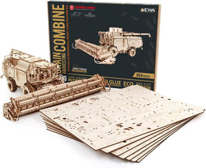 EWA Eco Wood Art Mechanical Model Grain Harvesting Combine GH800-864 pcs – Intricate Wooden Craft Kit - Sustainable DIY Assembly Kit for Adults and Teens - eco-wood-art