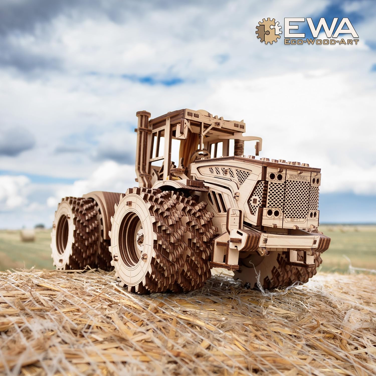 EWA Eco-Wood-Art - KIROVETS K-7M Three-Dimensional Mechanical Tractor-Puzzle for Adults and Teenagers-Collection Without Glue-596 Details, Colour Nature - eco-wood-art