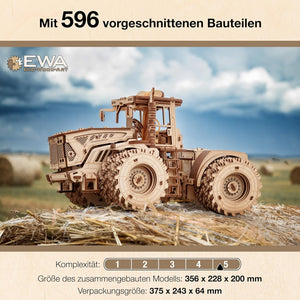 EWA Eco-Wood-Art - KIROVETS K-7M Three-Dimensional Mechanical Tractor-Puzzle for Adults and Teenagers-Collection Without Glue-596 Details, Colour Nature - eco-wood-art