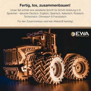 EWA Eco-Wood-Art - KIROVETS K-7M Three-Dimensional Mechanical Tractor-Puzzle for Adults and Teenagers-Collection Without Glue-596 Details, Colour Nature - eco-wood-art