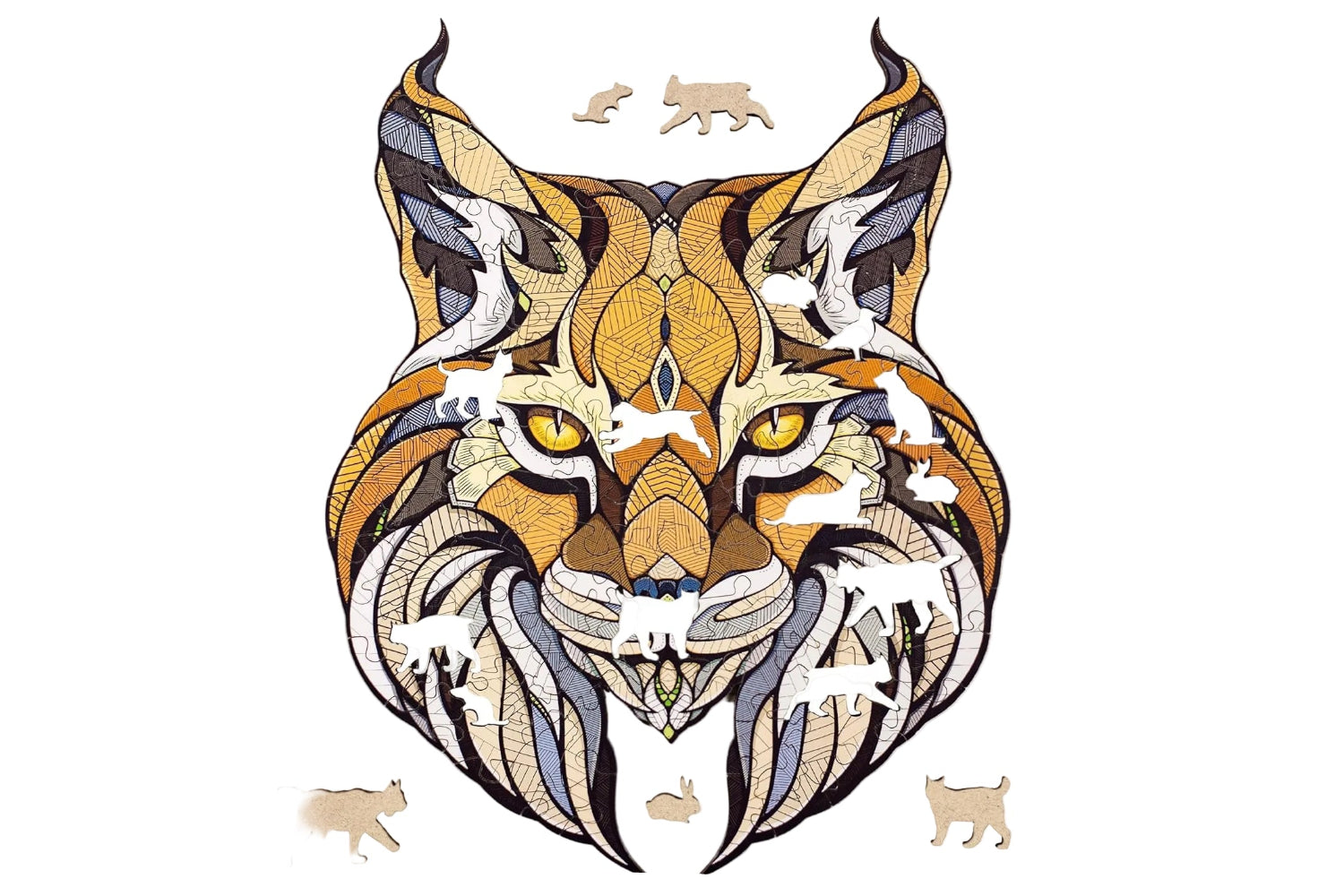 EWA Home Décor – Lynx Small 80 Pieces – Wooden Jigsaw Puzzle for Adults – Perfect for Artistic Home Decoration and Mindful Relaxation - eco-wood-art