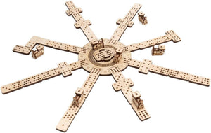 EWA Eco-Wood-Art Mexican Train Domino Game Set - Deluxe Wooden Version with 91 Dominoes, Holders, Locomotives, Station Hub, and Storage Box | Family Board Game - eco-wood-art