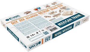 EWA Eco-Wood-Art Mexican Train Domino Game Set - Deluxe Wooden Version with 91 Dominoes, Holders, Locomotives, Station Hub, and Storage Box | Family Board Game - eco-wood-art