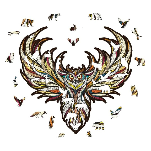 EWA Home Décor – Owl Small 70 Pieces – Wooden Jigsaw Puzzle for Adults – Perfect for Artistic Home Decoration and Mindful Relaxation - eco-wood-art