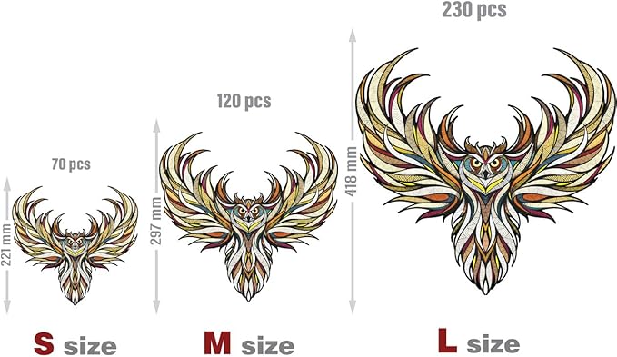 EWA Home Décor – Owl Small 70 Pieces – Wooden Jigsaw Puzzle for Adults – Perfect for Artistic Home Decoration and Mindful Relaxation - eco-wood-art