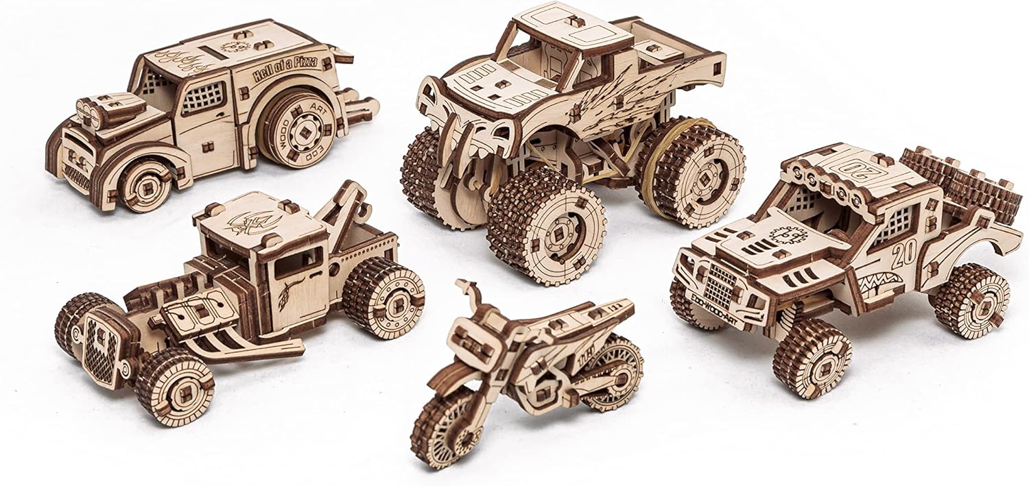 Eco Wood Art Construction Kit 5 Vehicle Set - eco-wood-art
