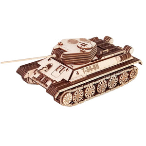 3D Wooden Puzzles for Adults - DIY T-34-85 Tank 3D Puzzle Model Kit with Rubber Band Engine, Rolling Wheels & Rotating Cannon - 3D Wooden Puzzle for 15 yrs Above & Adults - Eco Wood Art, 965 Pieces - eco-wood-art