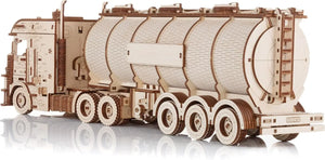 DIY Wooden 3D Mechanical Model - Set Road King - Spring-Powered Mechanism - No Glue Needed - Top-Grade Plywood (Tank Semitrailer) - eco-wood-art