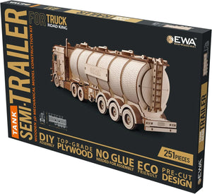 DIY Wooden 3D Mechanical Model - Set Road King - Spring-Powered Mechanism - No Glue Needed - Top-Grade Plywood (Tank Semitrailer) - eco-wood-art