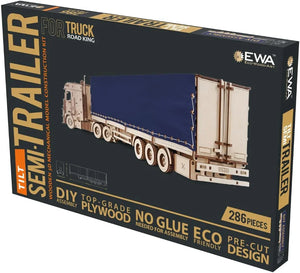 DIY Wooden 3D Mechanical Model - Set Road King - Spring-Powered Mechanism - No Glue Needed - Top-Grade Plywood (Tilt Semitrailer) - eco-wood-art