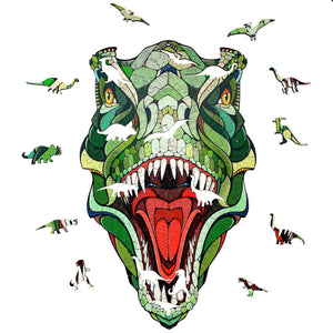 EWA Home Décor – T-Rex Small 80 Pieces – Wooden Jigsaw Puzzle for Adults – Perfect for Artistic Home Decoration and Mindful Relaxation - eco-wood-art