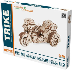 EWA Eco Wood Art 3D Trike Puzzle - Innovative Wooden Craft Kit - Sustainable DIY Assembly Model for Adults - eco-wood-art