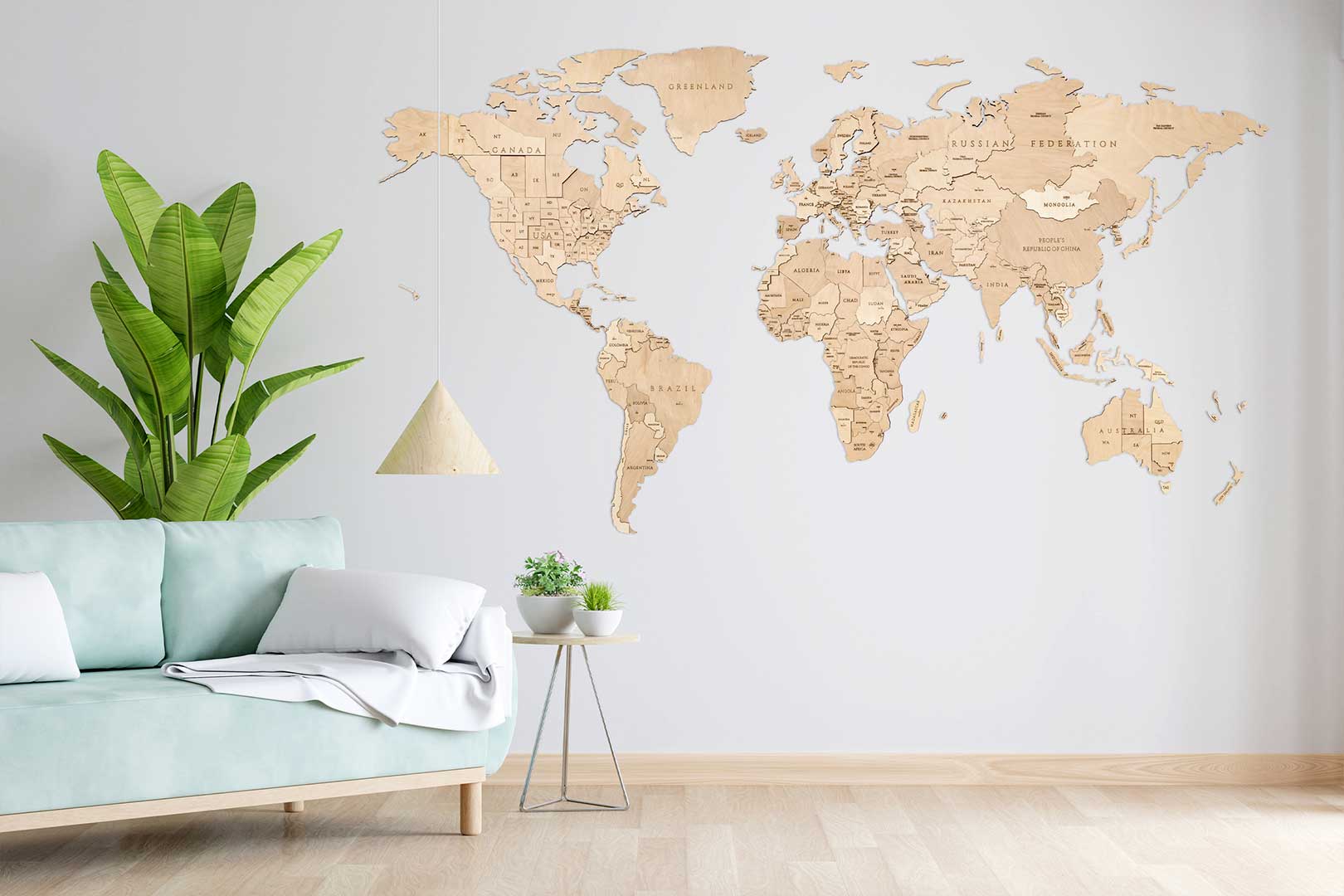 EWA Eco-Wood-Art - Wooden Puzzles for Interior and Design - World map - Souvenir, Gift, Kitchen, Home Decor, Interior (Untouched Worlds)