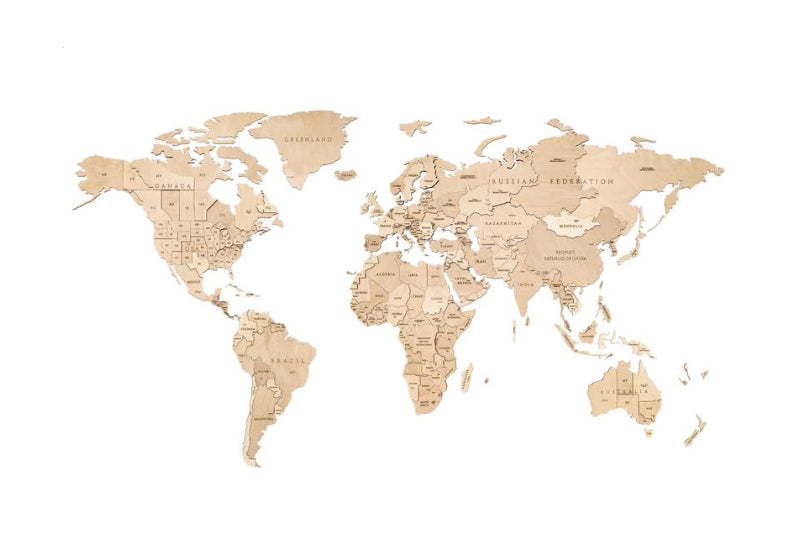 EWA Eco-Wood-Art - Wooden Puzzles for Interior and Design - World map - Souvenir, Gift, Kitchen, Home Decor, Interior (Untouched Worlds)