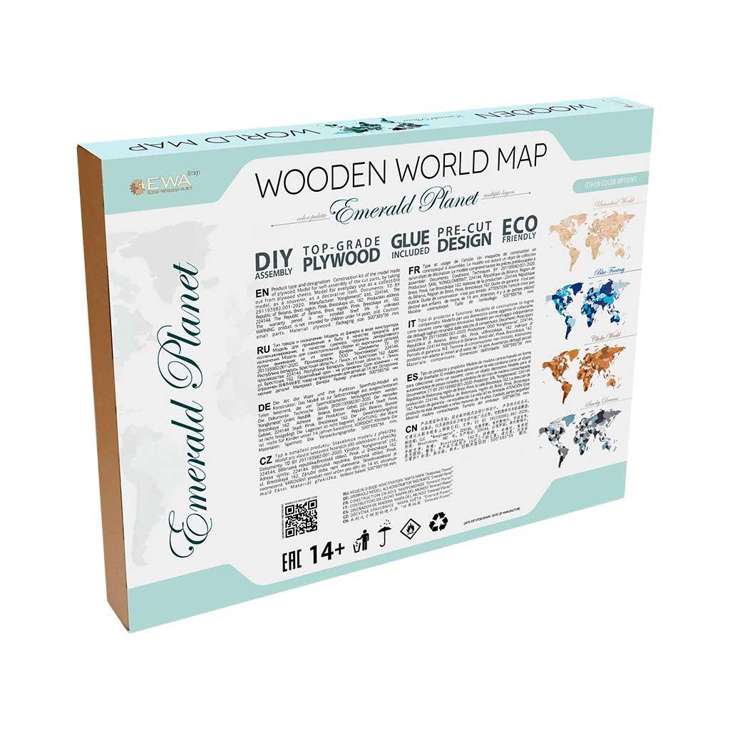 WORLD MAP Emerald Planet - eco-wood-art