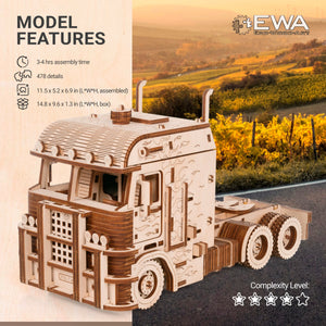 DIY Wooden 3D Mechanical Model - Set Road King - Spring-Powered Mechanism - No Glue Needed - Top-Grade Plywood (Road King) - eco-wood-art