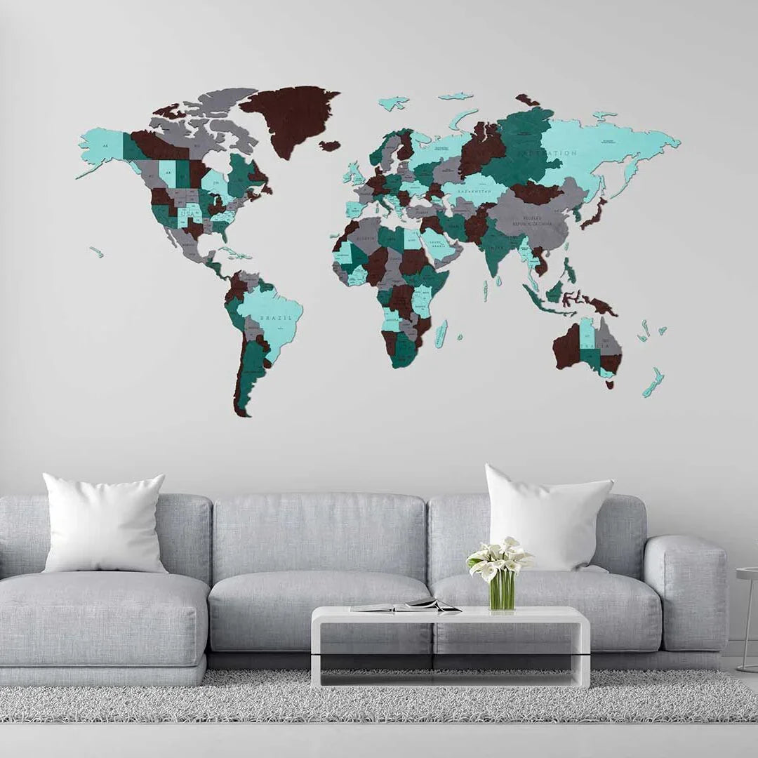 WORLD MAP Emerald Planet - eco-wood-art