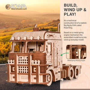 DIY Wooden 3D Mechanical Model - Set Road King - Spring-Powered Mechanism - No Glue Needed - Top-Grade Plywood (Road King) - eco-wood-art