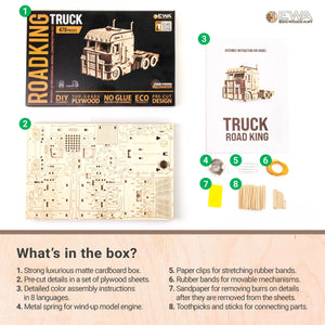 DIY Wooden 3D Mechanical Model - Set Road King - Spring-Powered Mechanism - No Glue Needed - Top-Grade Plywood (Road King) - eco-wood-art