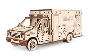 Ambulance mechanical wooden model by EWA, 386 pieces