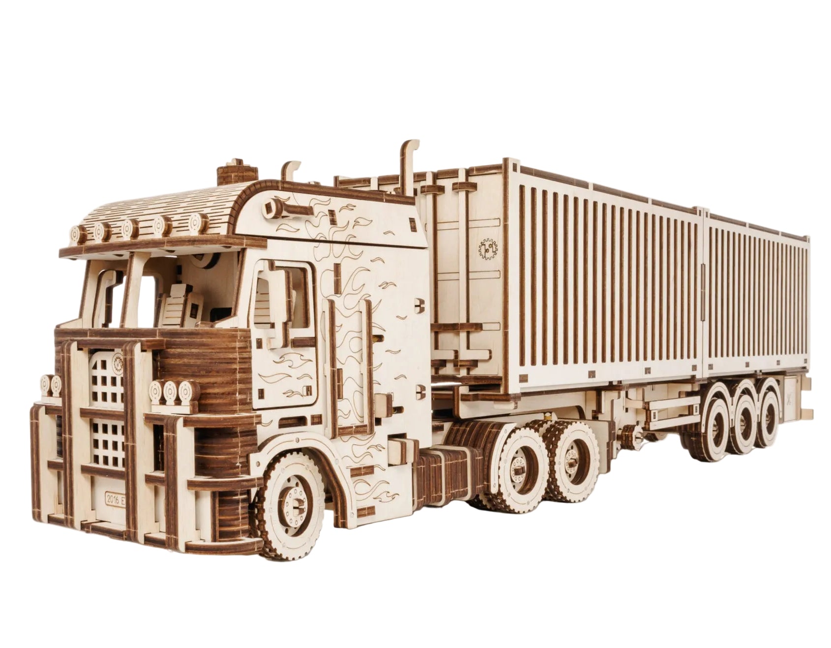 Container Semitrailer for Road King mechanical wooden model by EWA, 238 pieces