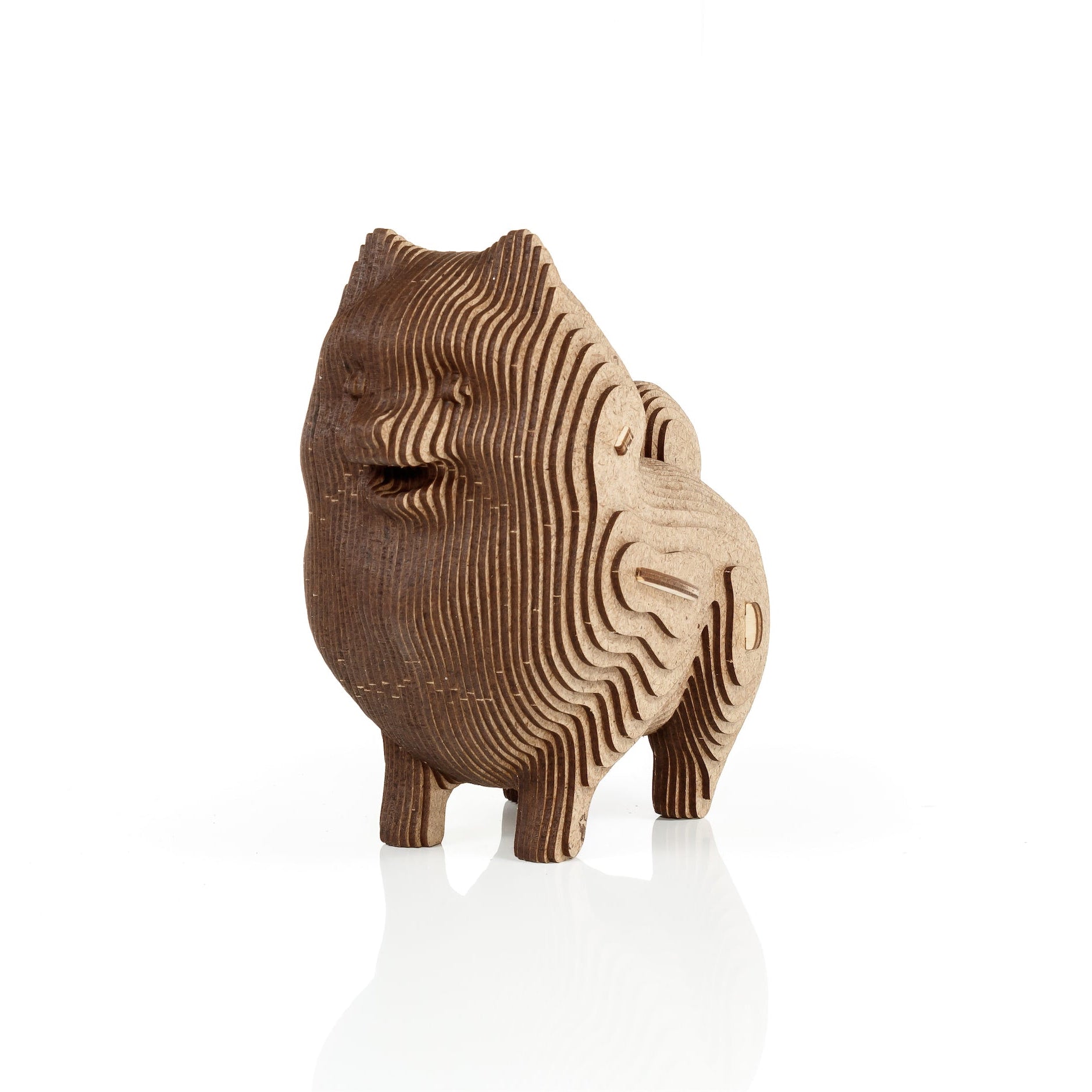 Dog Coin Bank wooden coin bank by EWA, 74 pieces