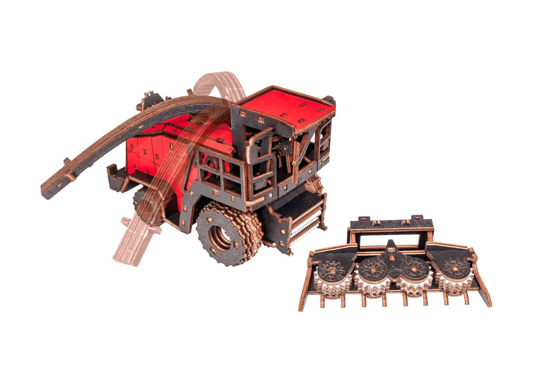Red Forage Harvester FS80 Pro 3D Wooden Puzzle, 181 Pieces | EWA