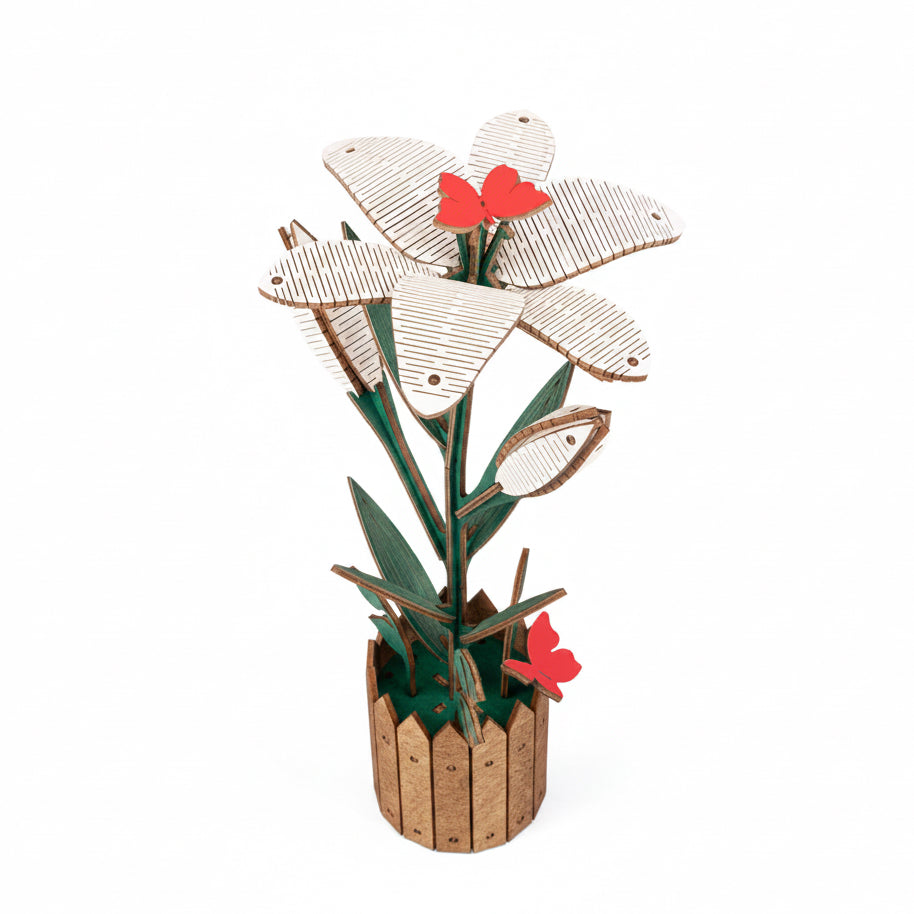 Lily wooden flower kit by EWA, 70 pieces