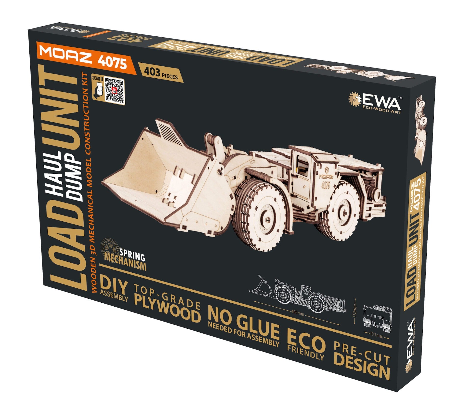 MoAZ-4075 Load-Haul-Dump Unit 3D Wooden Puzzle, 398 Pieces | EWA