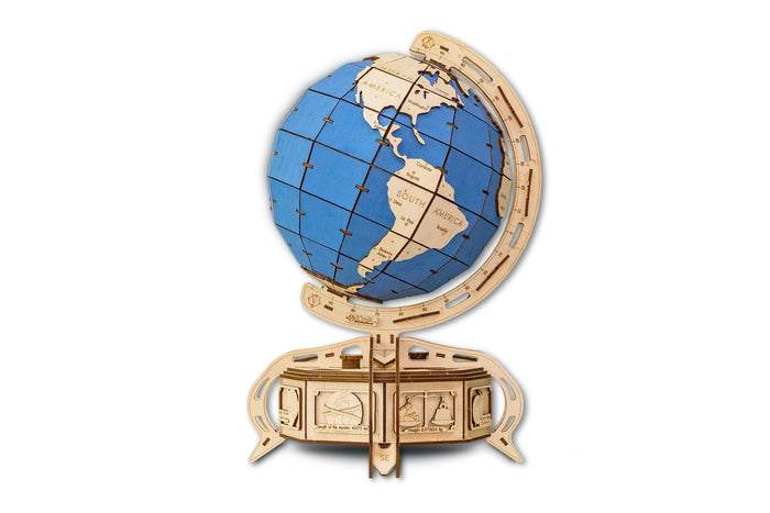 The Globe (Blue) — Mechanical Wooden Model, 393 Pieces