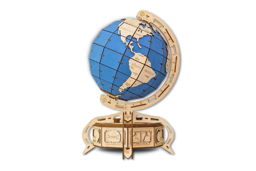The Globe (Blue) — Mechanical Wooden Model, 393 Pieces