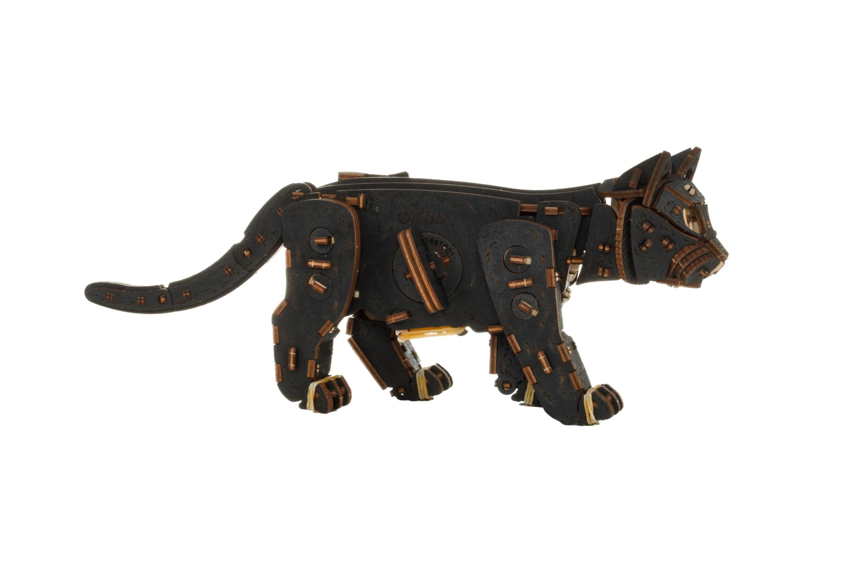 EWA Eco-Wood-Art Black Kitten Mechanical Wooden Kit with Spring Motor (Black)