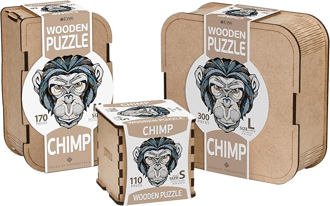 EWA Home Décor Chimp (Chimpanzee) – Wooden Jigsaw Puzzle for