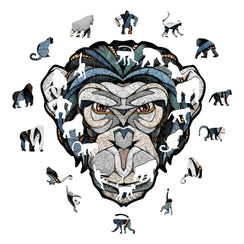 EWA Home Décor – Chimp (Chimpanzee) Small 110 Pieces – Wooden Jigsaw Puzzle for Adults – Perfect for Artistic Home Decoration and Mindful Relaxation - eco-wood-art
