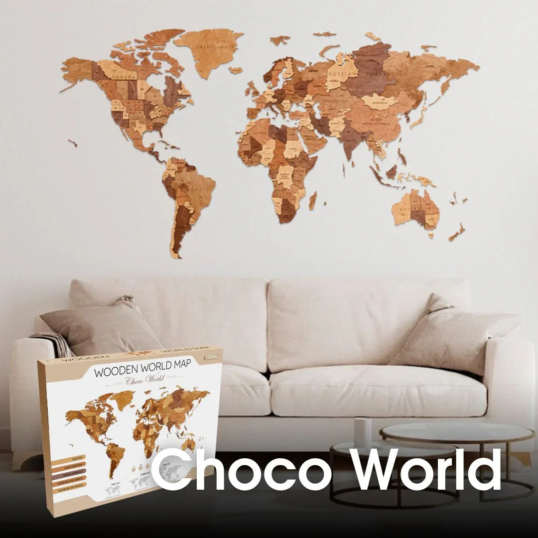 WORLD MAP Choco World - eco-wood-art