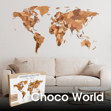Choco World Map wooden wall map by EWA — M variant