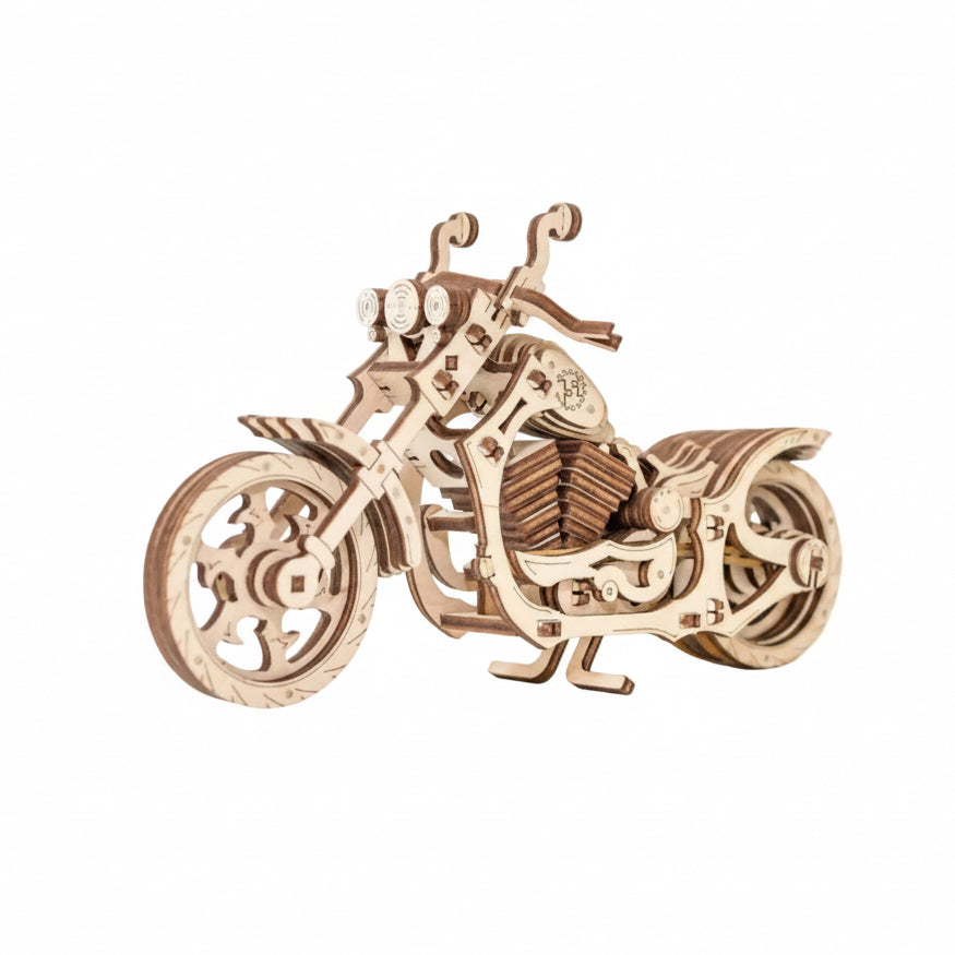 Cruiser Motorcycle — Mechanical Wooden Model, 152 Pieces