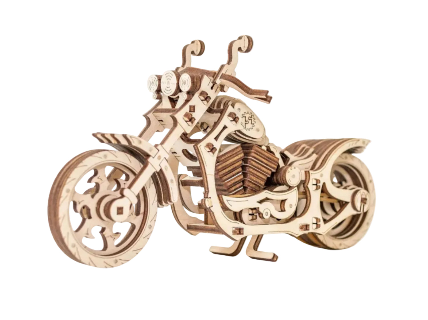 3D Puzzles for Adults - DIY Cruiser Motorcycle Model Kit with Rubber Band Engine, Functional Handlebars & Center Prop Stand - 3D Wooden Puzzle for 15 yrs Above & Adults - Eco Wood Art, 152 Pieces - eco-wood-art