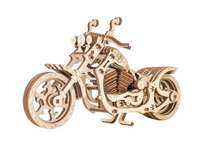 3D Puzzles for Adults - DIY Cruiser Motorcycle Model Kit with Rubber Band Engine, Functional Handlebars & Center Prop Stand - 3D Wooden Puzzle for 15 yrs Above & Adults - Eco Wood Art, 152 Pieces - eco-wood-art