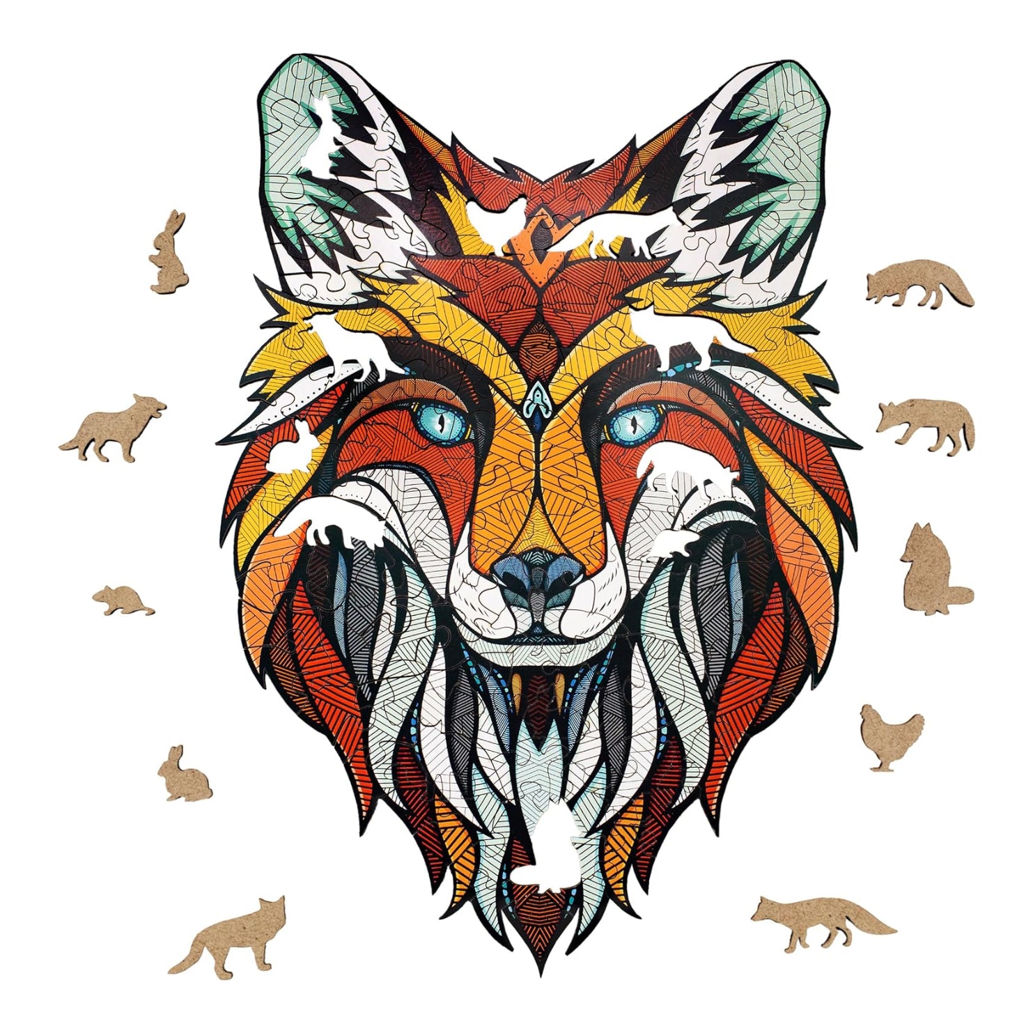 EWA Home Décor – Fox Small 90 Pieces – Wooden Jigsaw Puzzle for Adults – Perfect for Artistic Home Decoration and Mindful Relaxation - eco-wood-art