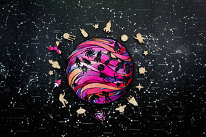 Pink Planet wooden jigsaw puzzle by EWA — M variant