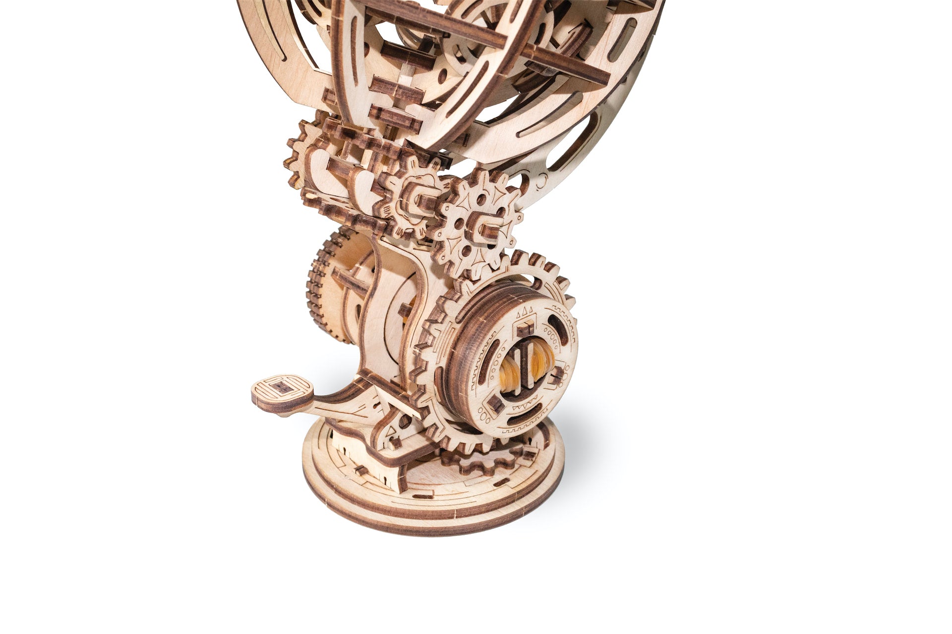 Kinetic Globe mechanical wooden model by EWA — detail view 3