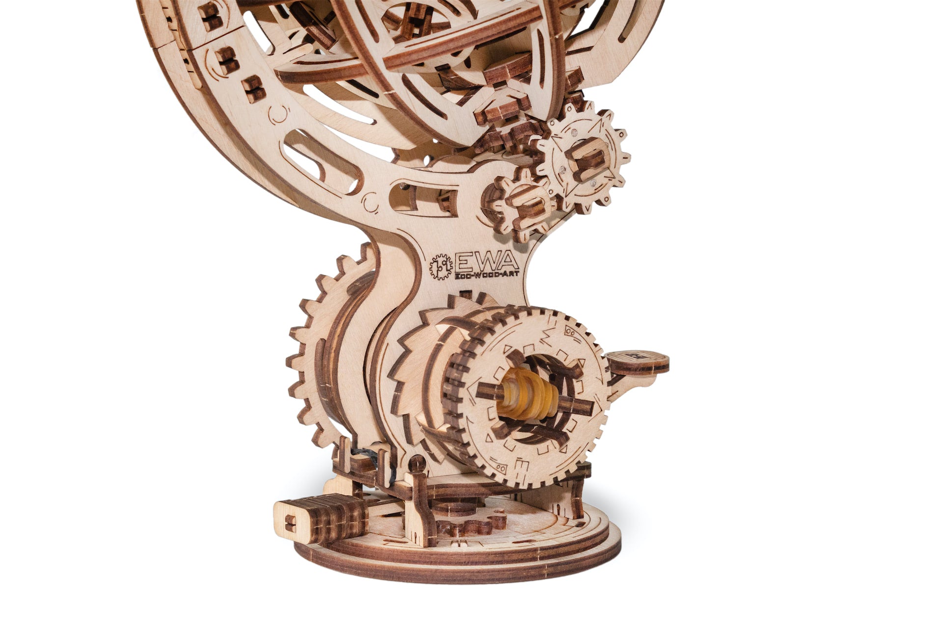 Kinetic Globe mechanical wooden model by EWA — detail view 4