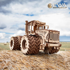 EWA Eco-Wood-Art - KIROVETS K-7M Three-Dimensional Mechanical Tractor-Puzzle for Adults and Teenagers-Collection Without Glue-596 Details, Colour Nature - eco-wood-art